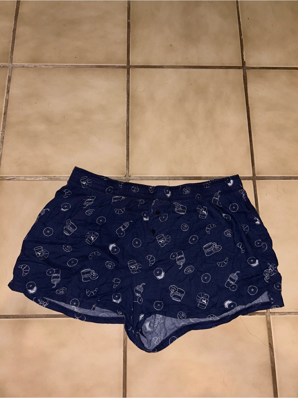 PINK Victoria's Secret Navy Snack-Print Lounge Shorts